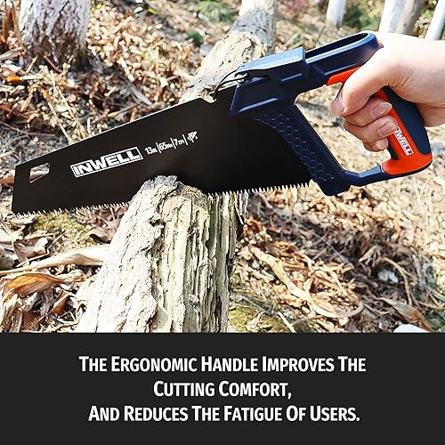 Miniatura 8 de Sierra de mano 4 en 1 con 4 cuchillas de cambio rápido, incluye hoja de sierra de yeso, metal, madera, plástico, guante de trabajo, mango suave y