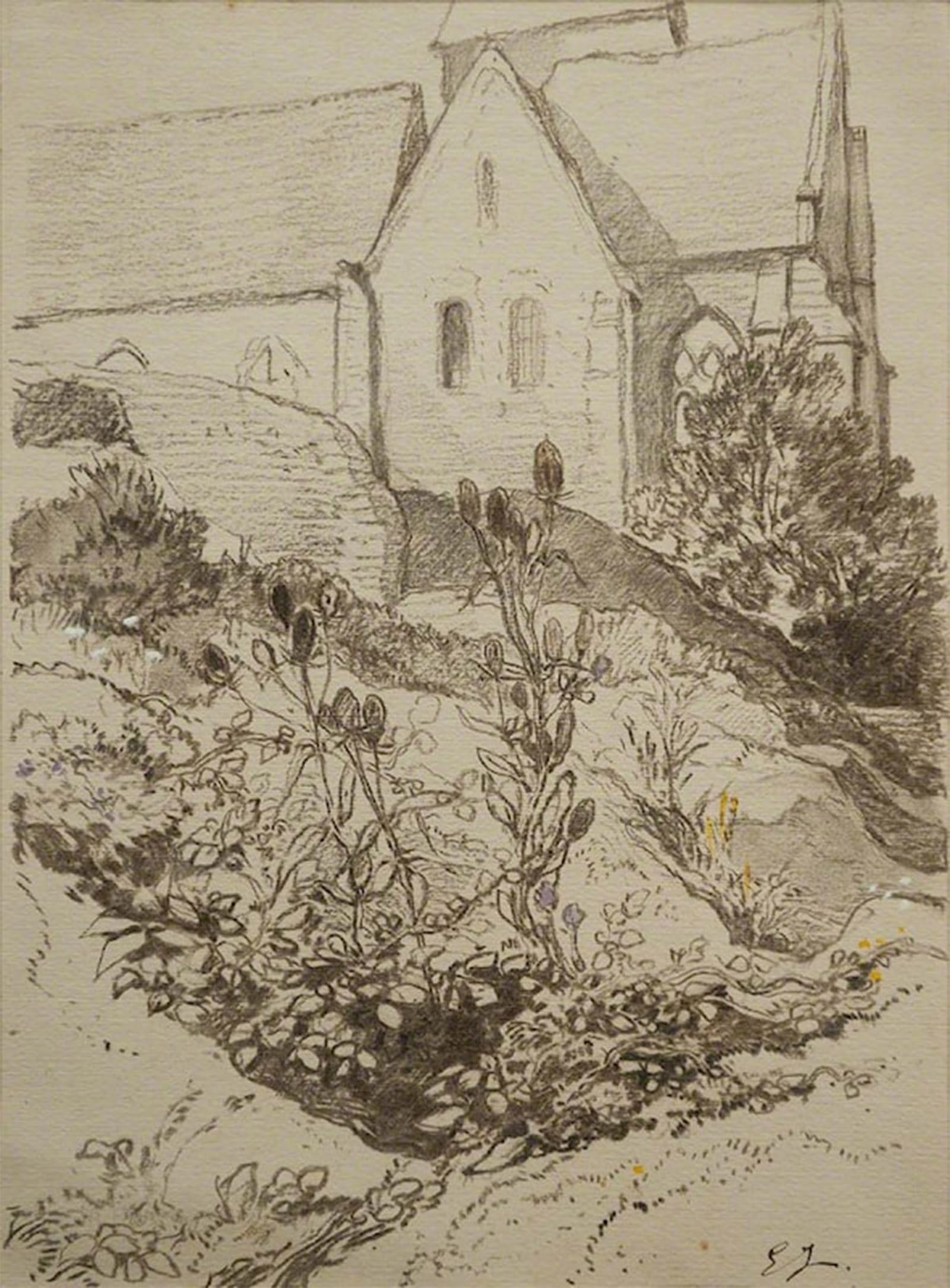 POSTERIIk Famous Modern Artwork Art Mural the Church of Valery At Varengeville by Eugene Isabey Oil Paintings Pictures for Home Decor 60x90cm