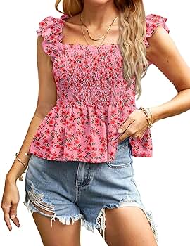 Clarisbelle Women's Solid Cute Ruffle Strap Tank Tops