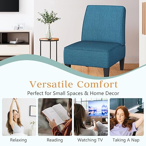 Miniatura 3 de ALISH Juego de 2 sillas decorativas tapizadas para sala de estar, sillas laterales sin brazos, sillas de dormitorio con respaldo curvado y patas de