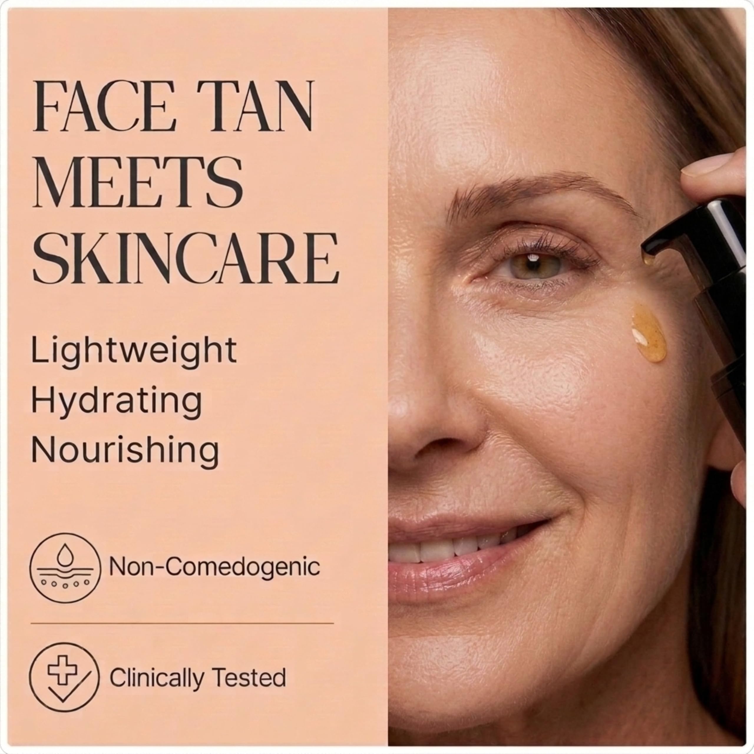 Face Tanner Self-Tan Serum with Hyaluronic Acid and Organic Oils