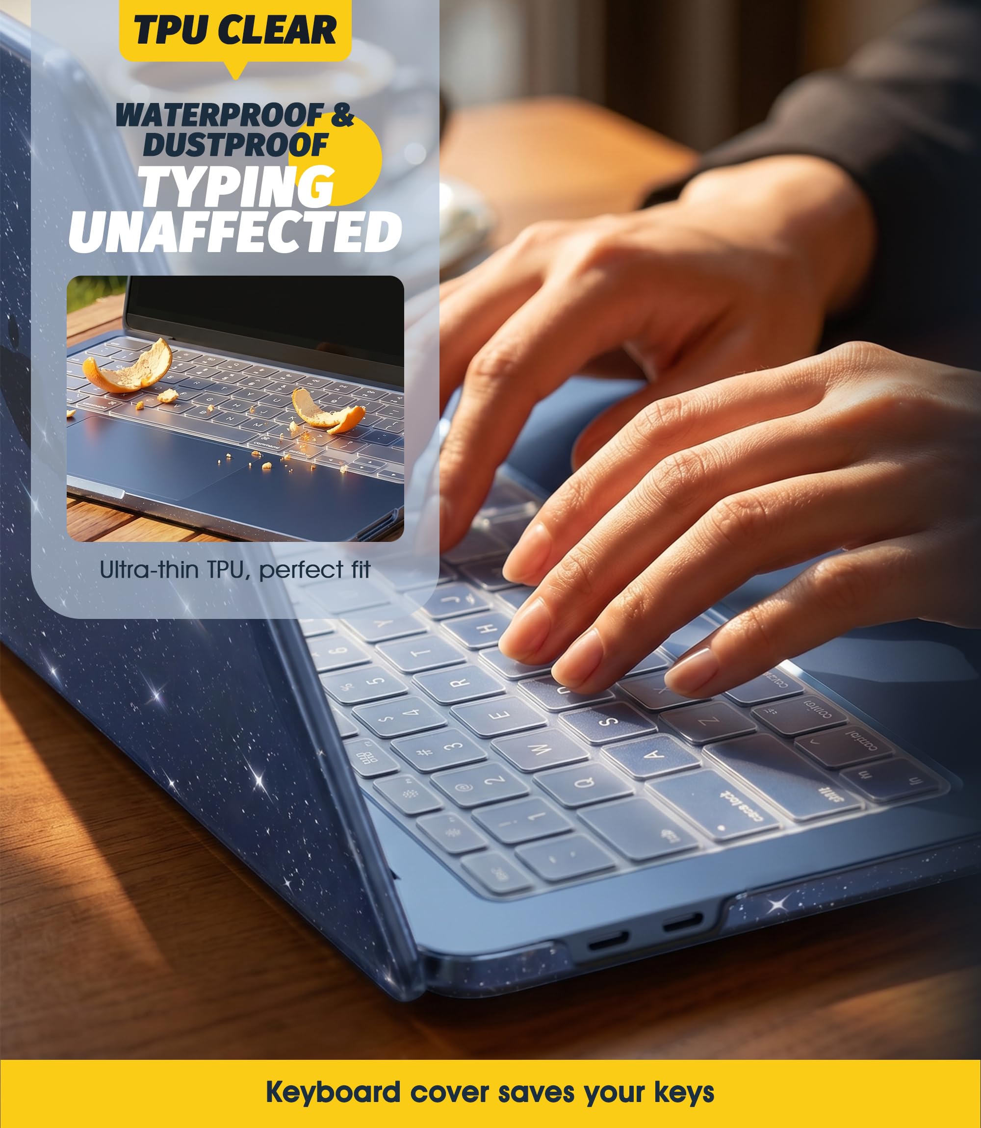 NEWZEROL Cover + 3 Pezzi Pellicola Protettiva Compatibile Per Macbook Neo, Cover Glitter + Vetro Temperato + Pellicola Protettiva Tastiera TPU + Pellicola Trackpad, Antigraffio e Anticaduta