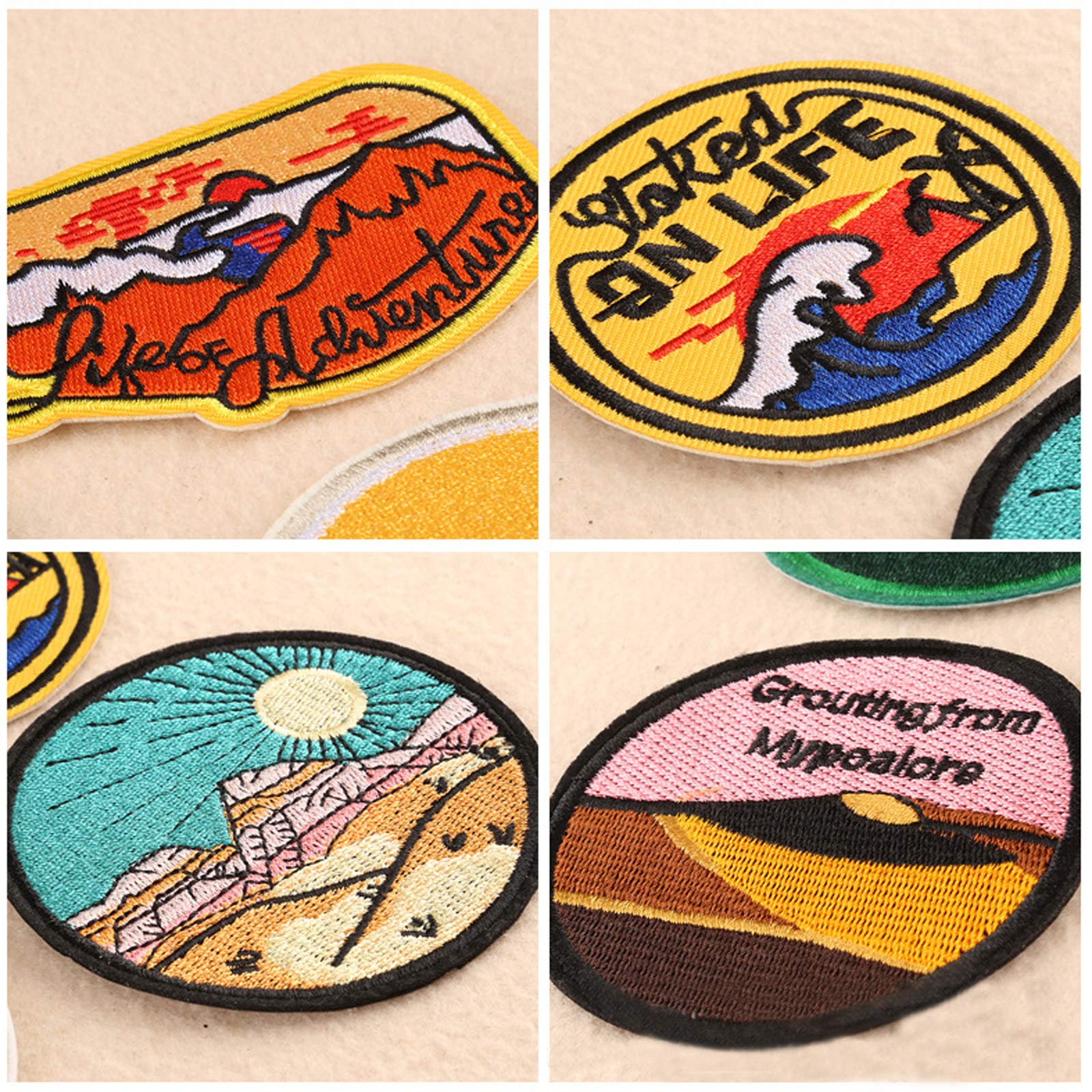 9 stuks borduurpatches, ronde geborduurde patches, decoratieve patchstickers, voor geborduurde stoffen stickers voor kleding, rugzakken, dozen, hoeden