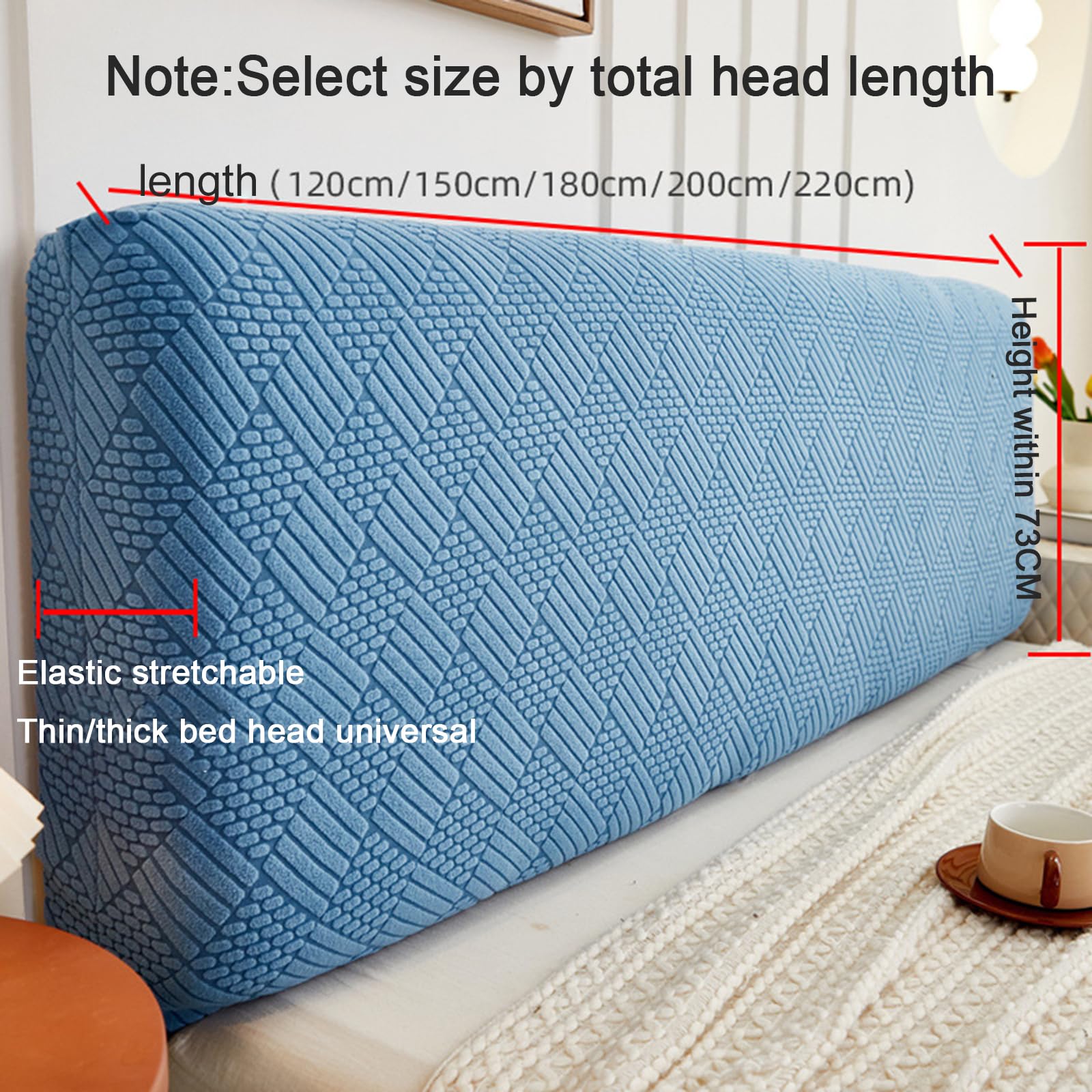 Elegante rivestimento protettivo per testiera per letto matrimoniale, matrimoniale, king size, rosa, 180 cm e arancione 220 cm, elegante fodera per letto, decorazione per la casa e rinnovamento della
