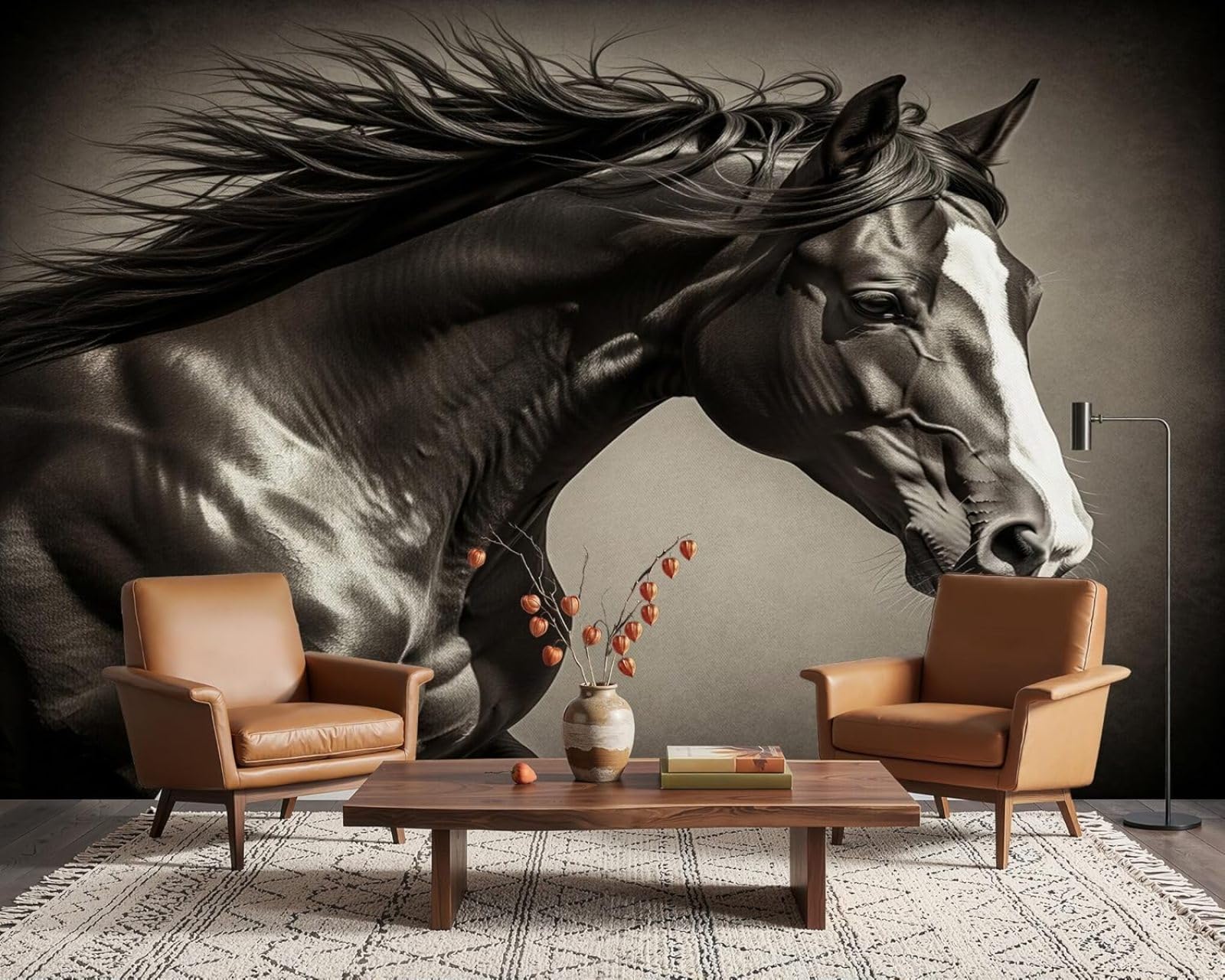 hgjdjhnf Photo Wallpaper Horses 3D Horse Animal Motif Non-Woven ModernLiving Room Bedroom Children's RoomDecoration Motif Wallpaper,400cmx280cmSticker - Background- Painting - Poster