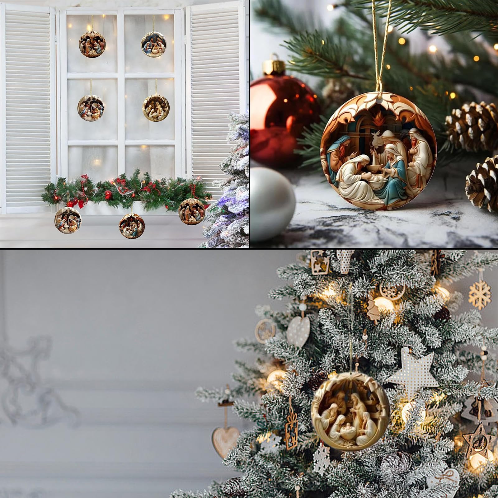 6 PCS Nativity Scene Set Nativity Tree Decorations Christmas Nativity Sets Birth of Jesus Christian Ornaments for Religious Ornament Nativity Figure for Christmas Nativity Figures - Image 4