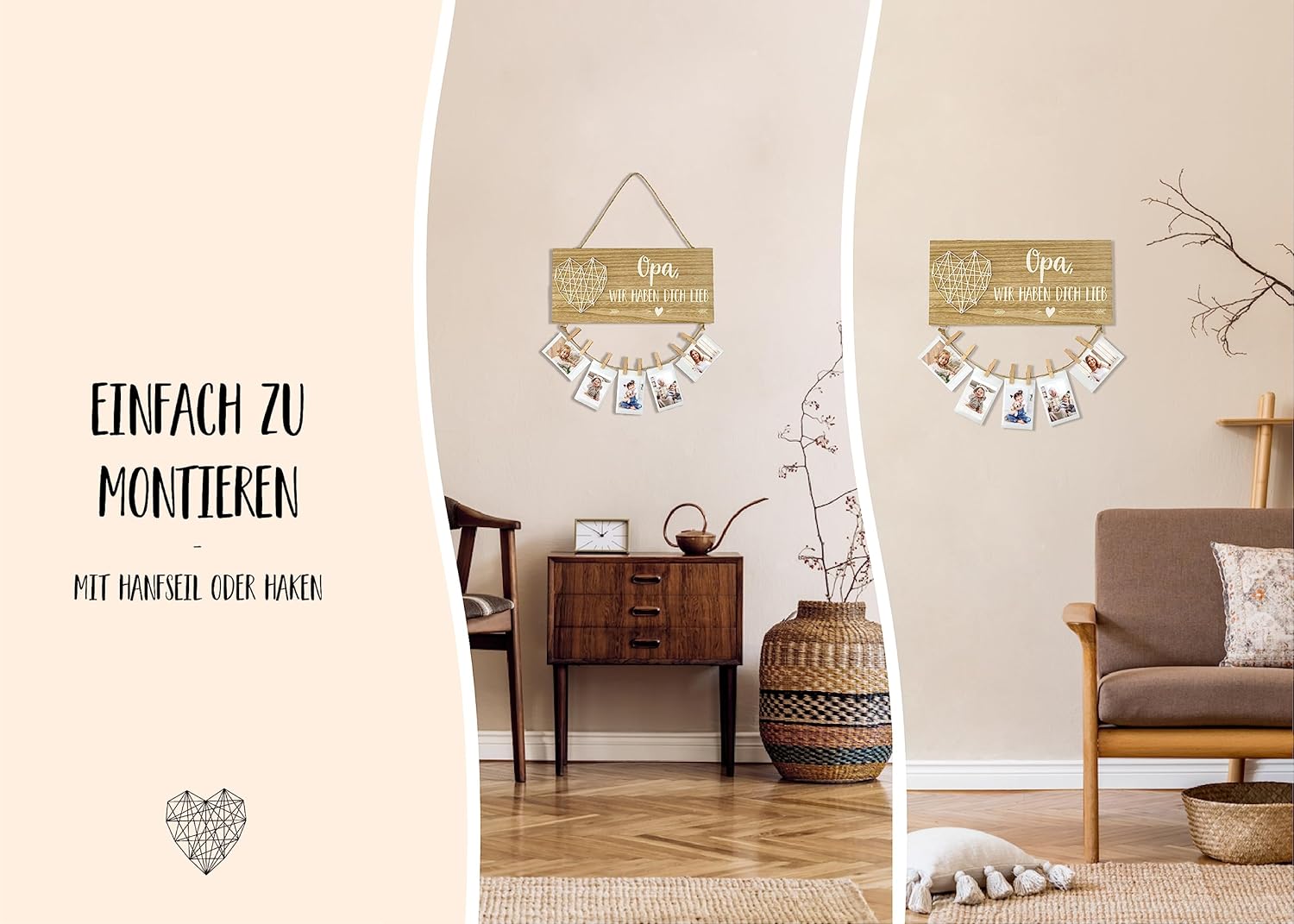 Darlena Opa wir haben Dich lieb Schild - Personalisiertes Holzschild für den geliebten Opa Photo 2