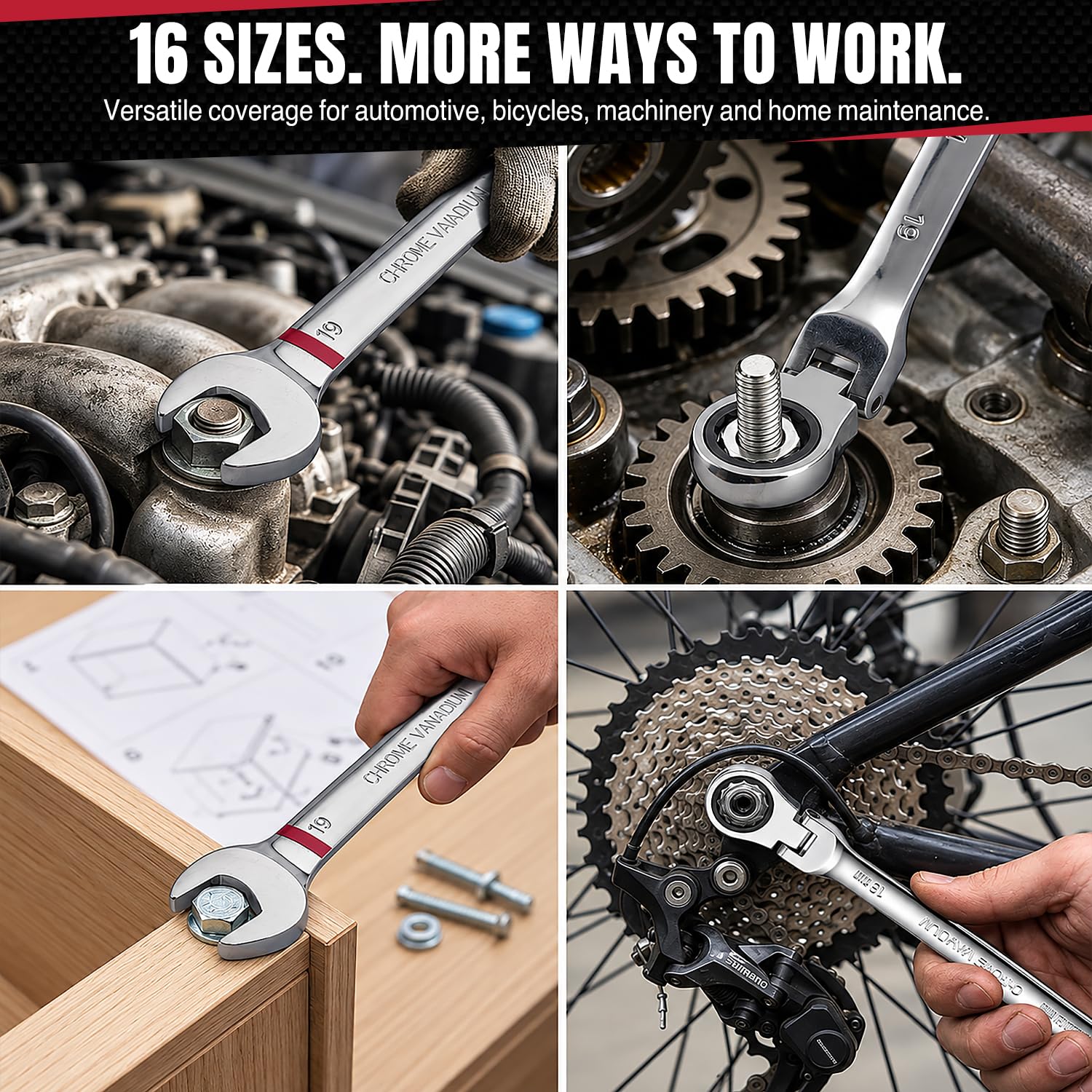 COSYTOOL Flex-Head Ratchet Wrenches - Metric 6-24mm -6