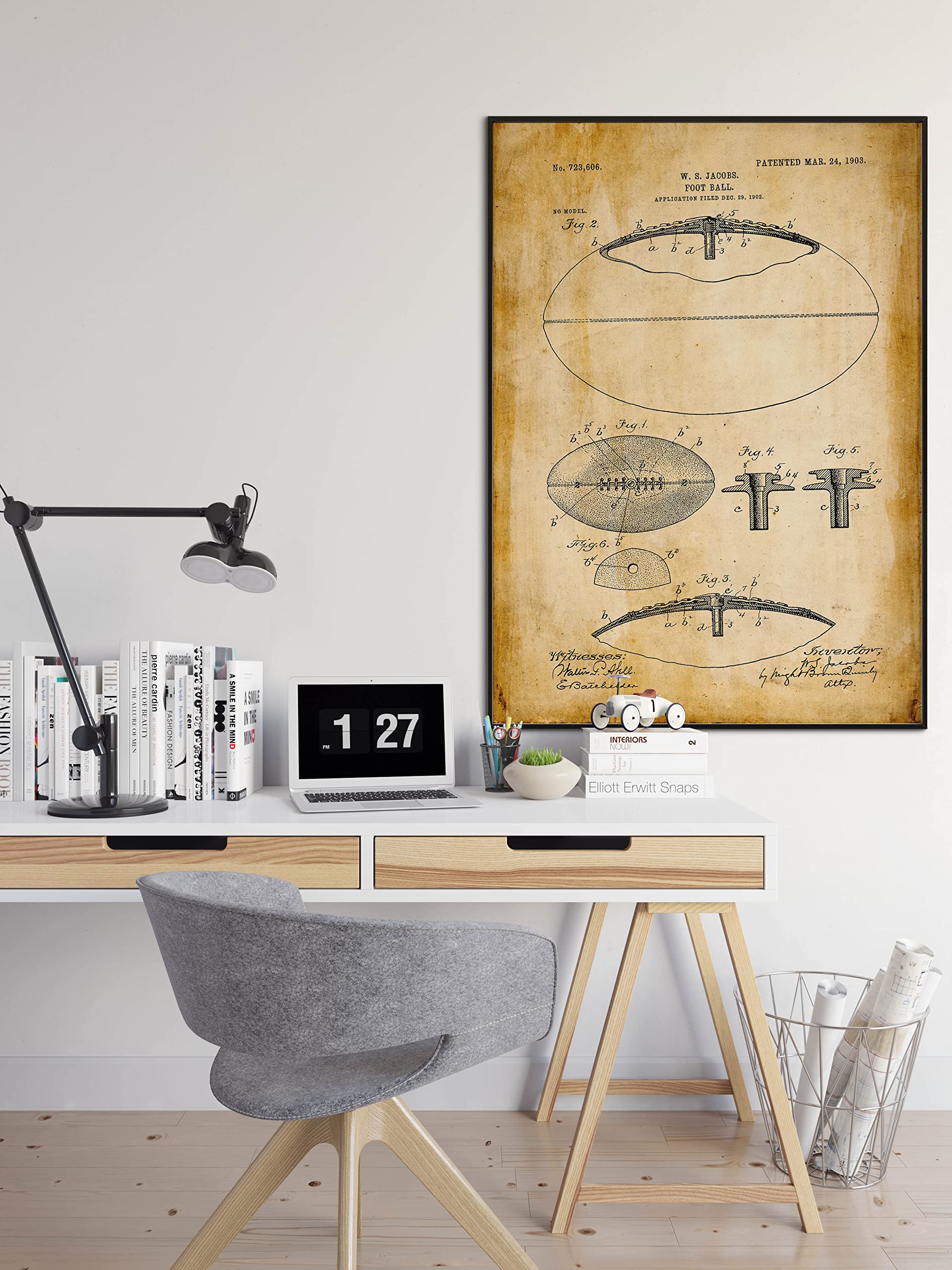 Dekoratif Sanatsal Amerikan Futbol Topu Patent Posteri 60x90cm.