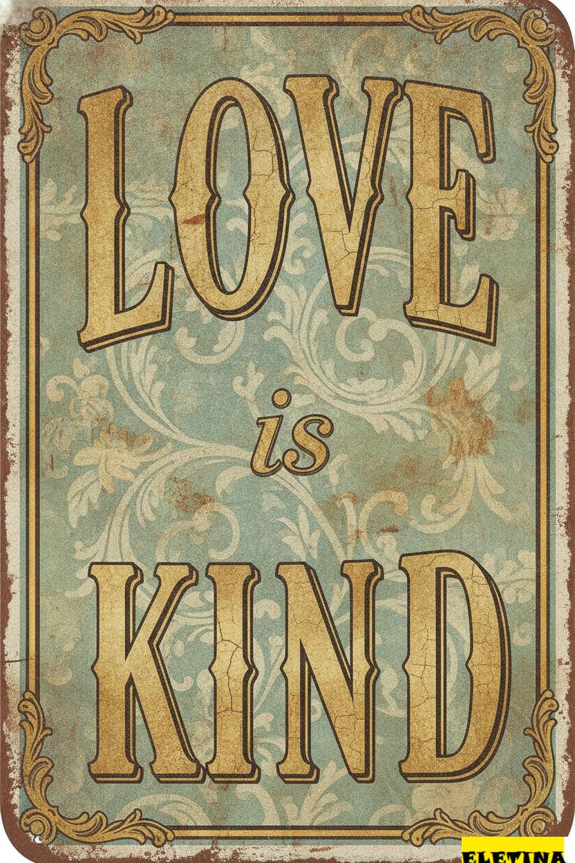 Love Is Kind Easter Bible Themed Metal Plaque Catholic Religious Scripture Laundry Room Living Room 8x12in