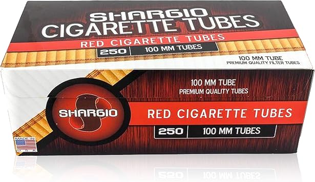 Shargio Red Tubes Full Flavor Contain 100's Filter Tubes 250 Per Pack and Bonus Case