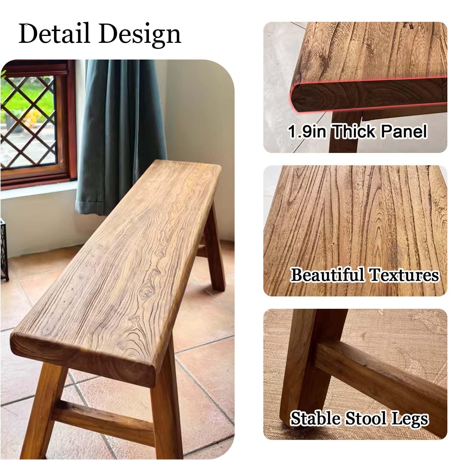 Amazon.com - Wooden Narrow Bench with Grain 20 31 40 47 55 59 63
