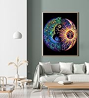Vista 2 de HITO Pintura lunar por números para adultos, pintura por números para adultos principiantes, pintura solar por números para regalo, decoración