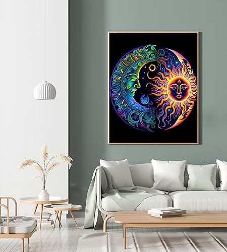 Miniatura 2 de Pintura lunar por números para adultos, pintura por números para adultos principiantes, pintura solar por números para regalo, decoración de pared