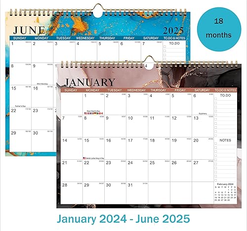 Miniatura 3 de Calendario 2024, calendario de pared 2024 grande, 12 x 17 pulgadas, calendario mensual de pared encuadernado con alambre con días festivos y fecha