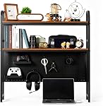 deli Desktop Bookshelf, High-Capacity Desk Hutch Organizer with 7 Shelves and 2 Drawers for Computer Desk, Desk Shelf Organizer for Dorm Office Home, White
