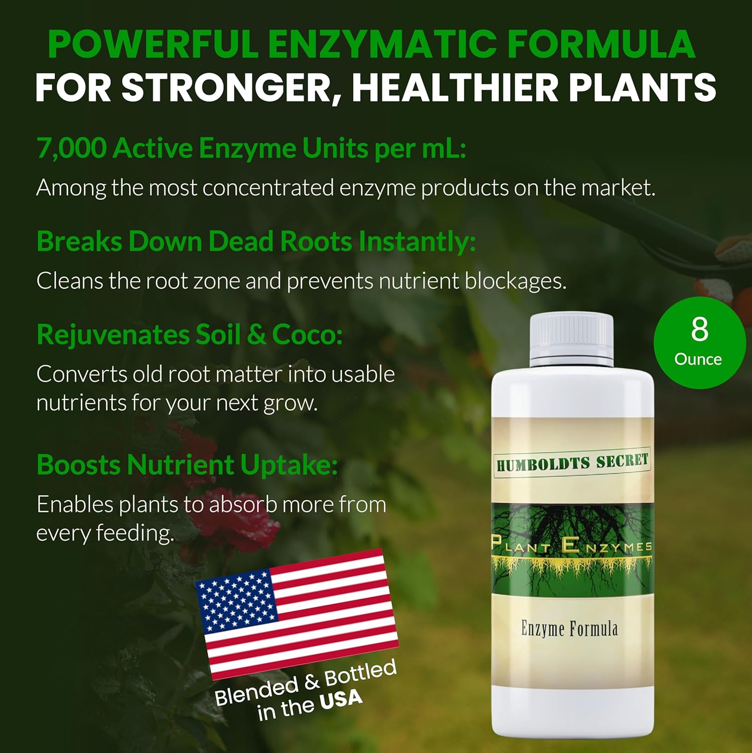 Humboldts Secret Plant Enzymes | 7,000 Active Units per mL | Root & Soil Enzyme Additive for Hydroponic and Aeroponic Systems | Boosts Growth and Root Strength for Maximum Nutrient Uptake | 8 Ounce - Image 3