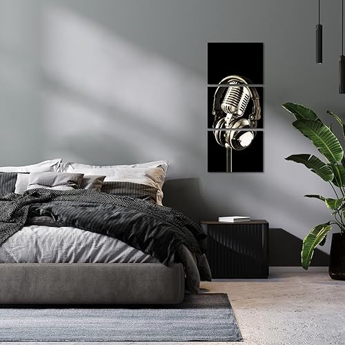 Miniatura 6 de Apicoture Lienzo de música, obras de arte en blanco y negro, auriculares y micrófonos, instrumentos musicales, imágenes, decoración de pared,