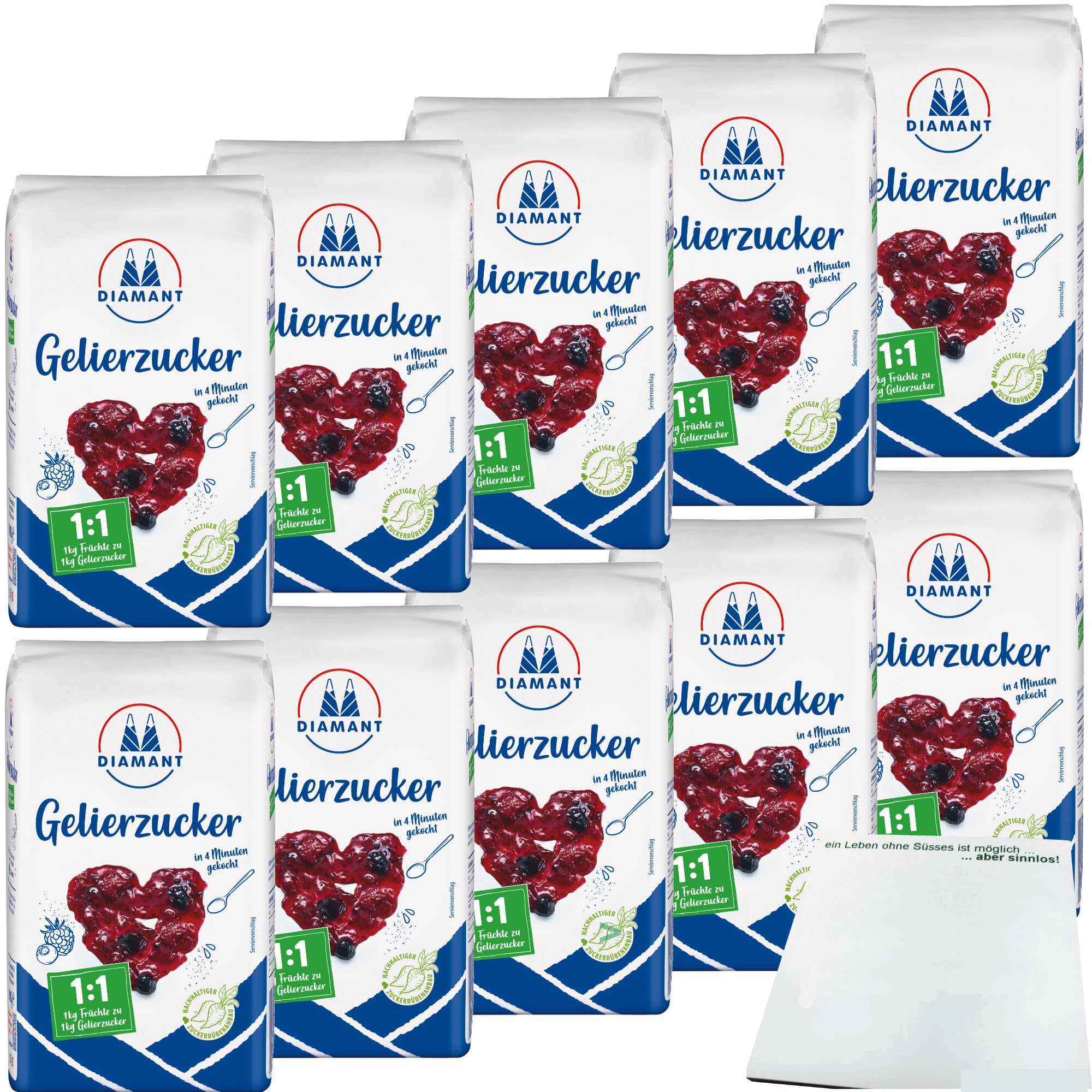 Diamant Gelierzucker 1:1 der Klassiker VPE (10x1kg Packung) + usy Block