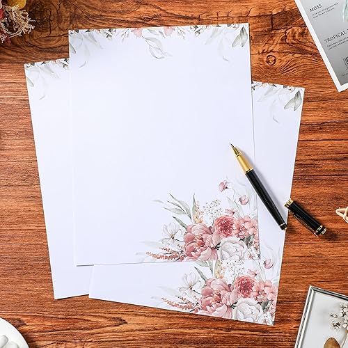 Miniatura 10 de 150 hojas de papel de papelería vegetal, diseño de borde decorativo, hojas de papel de membrete vegetal, papel temático de hojas, papelería, papel