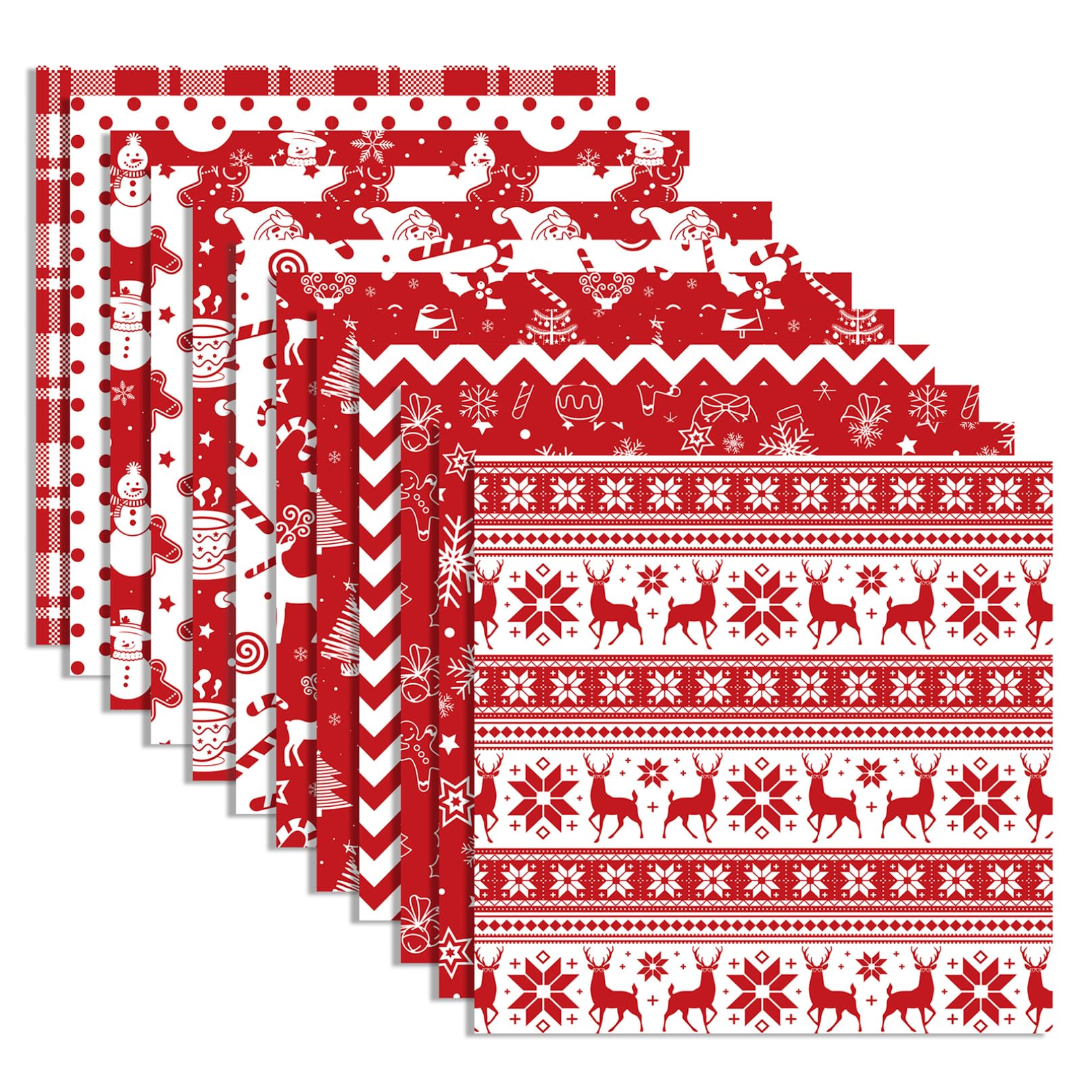 Tsawntd 24 Sheets Christmas Scrapbook Paper 12x12 Red Christmas Theme Pattern Scrapbook Paper for DIY Albums Journals Card Making Pad Fabric Wrapping