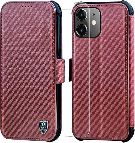 Funda tipo cartera para iPhone 11 Flip con protector de pantalla a prueba de golpes carga inalámbrica tarjetero bloqueo RFID cierre magnético
