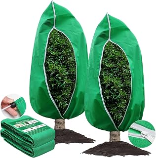 3 Pcs Large Plant Covers Freeze Protection 47.5" X 71.2" ,Reusable Winter Cold Weather Frost Blankets for Outdoor Plants with Drawstring and Zipper,Outdoor Tree Jackets (Green, 2 Pack XL-78.5" x94.5")