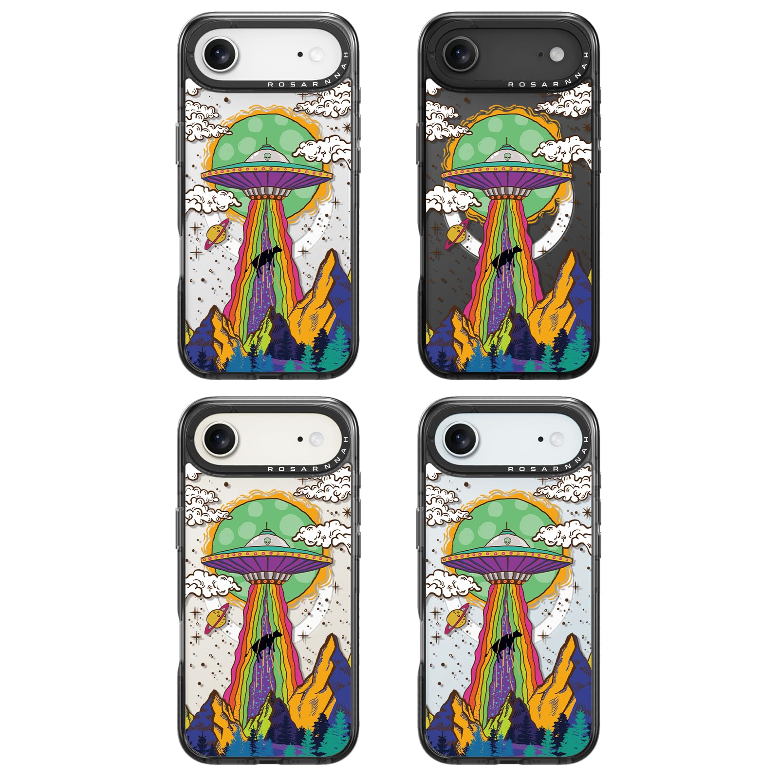 Rosarnnah Bonita funda para iPhone Air, compatible con Magsafe, duradera, a prueba de golpes, caída de 6.5 pies, divertido diseño OVNI para iPhone 17 Air (6.5 pulgadas), color negro