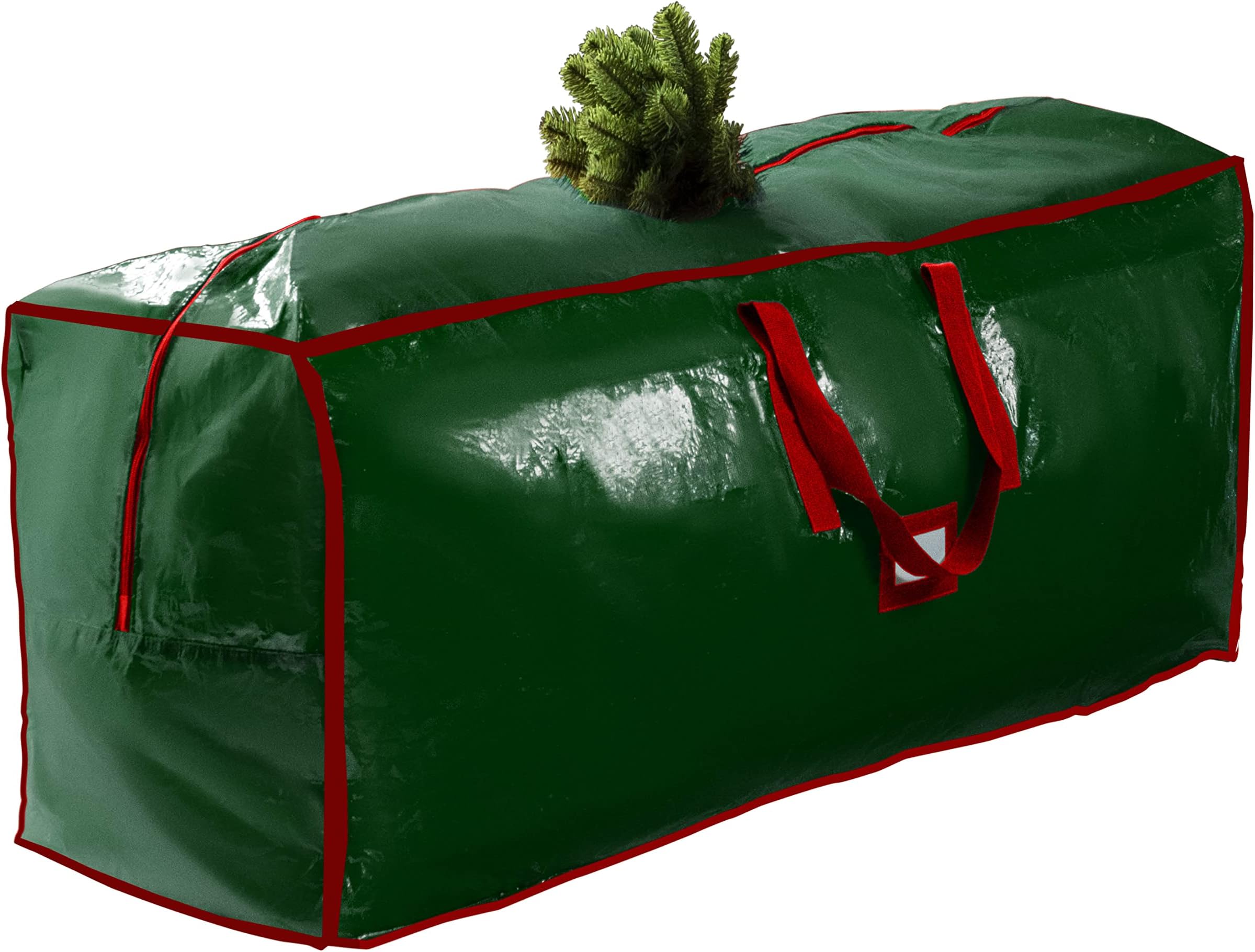pakkonChristmas Tree Storage Bag - Fits 9 Ft Artificial Trees - Plastic, Waterproof Christmas Tree Bag - Strong, Durable Handles - Labeling Card Slot - Green