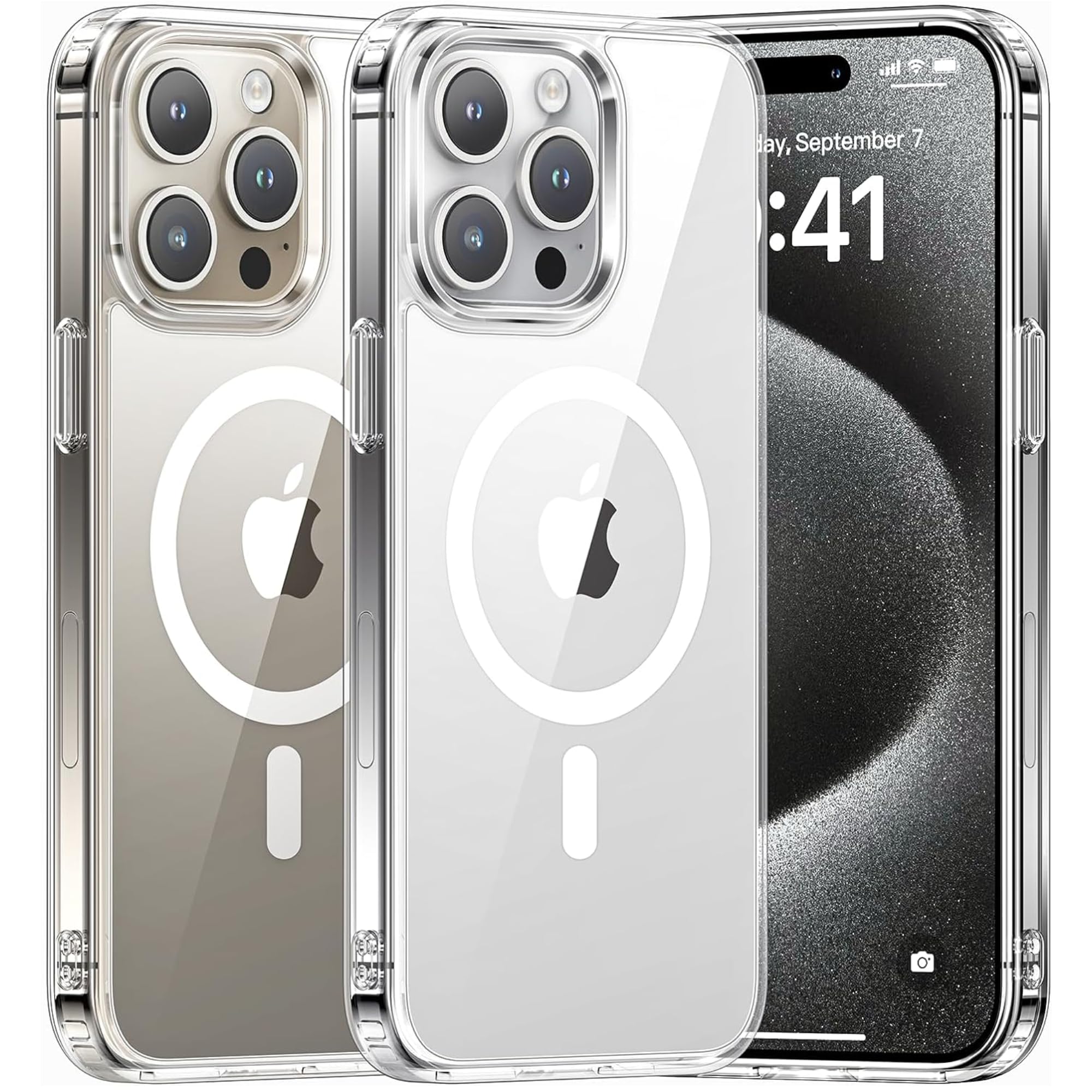 Crystal Clear iPhone 15 Pro Max Case, Compatible with MagSafe, Not Yellowing, Shockproof, Anti-Scratch Lightweight Slim Durable Back Cover, Acrylic Transparent Magnetic Case for iPhone 15 Pro Max 6.7"