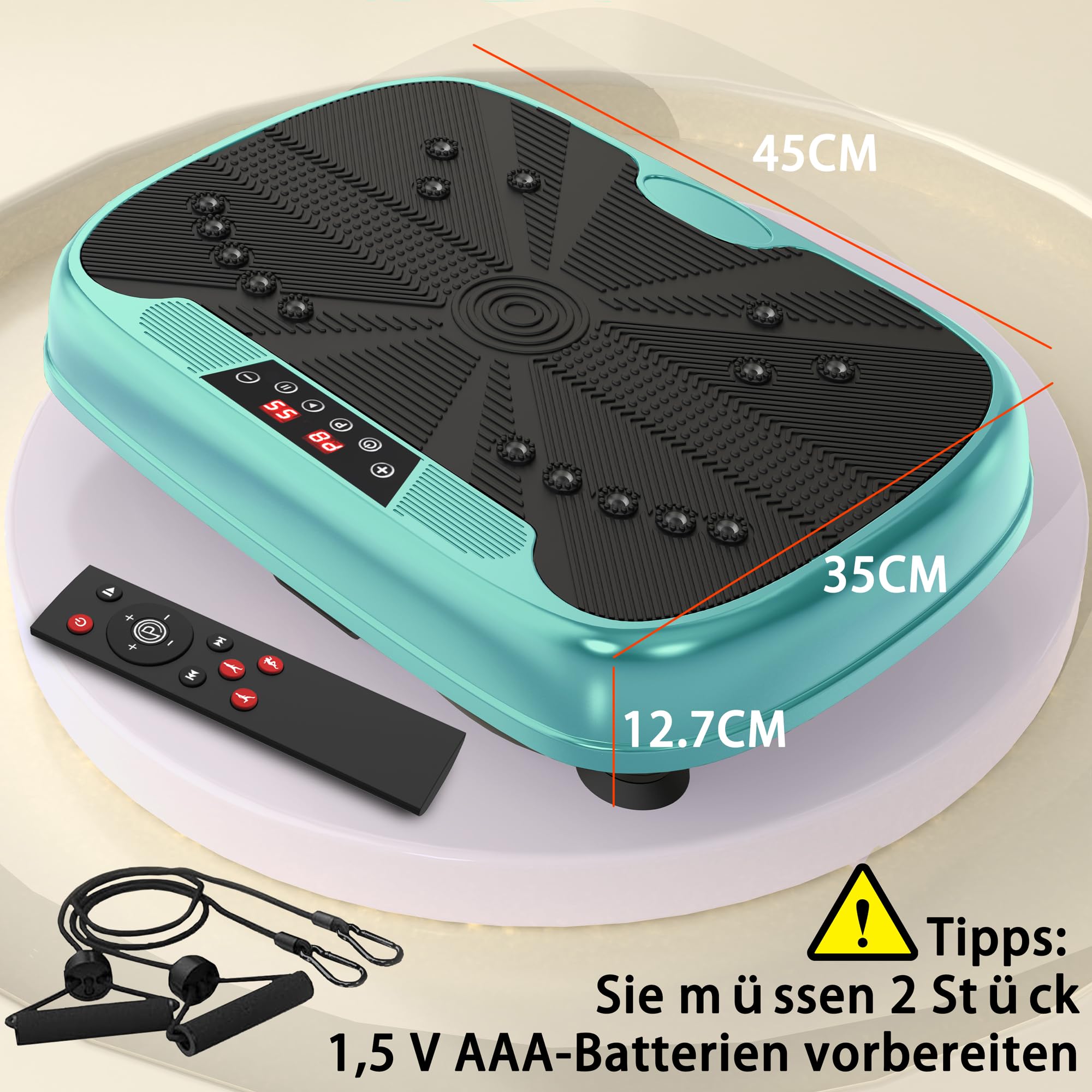 Płyta wibracyjna do domu z 99 stopniami prędkości i taśmami oporowymi, urządzenie do treningu całego ciała, w zestawie Bluetooth i taśma fitness