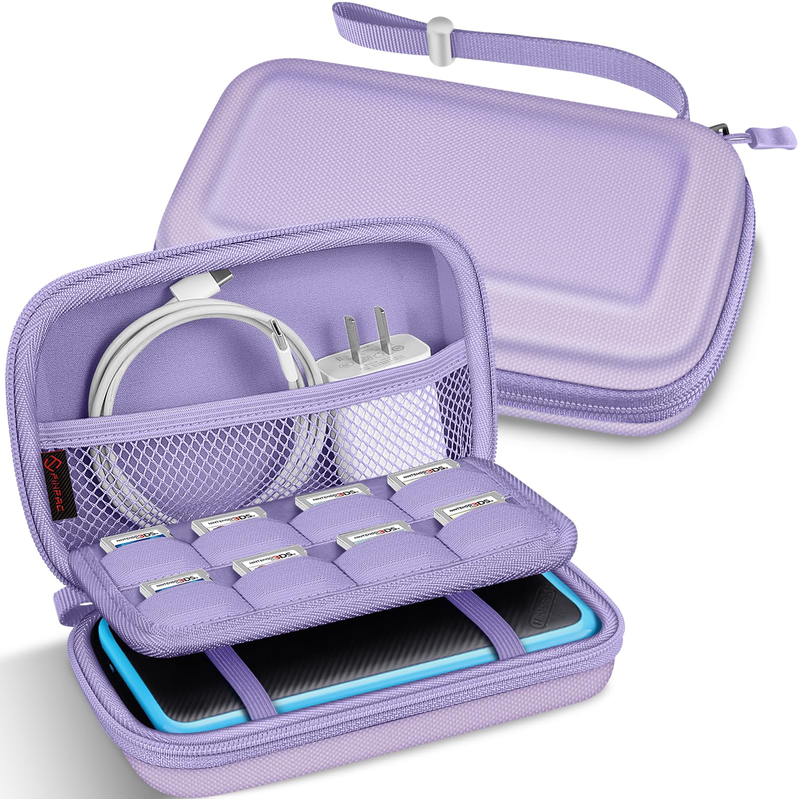 FINTIE Carrying Case for Nintendo New 2DS XL LL / New 3DS / 2DS / 3DS XL LL, Protective Hard Shell Portable Travel Cover Pouch with Game Card Slots & Inner Pocket, Lilac Purple