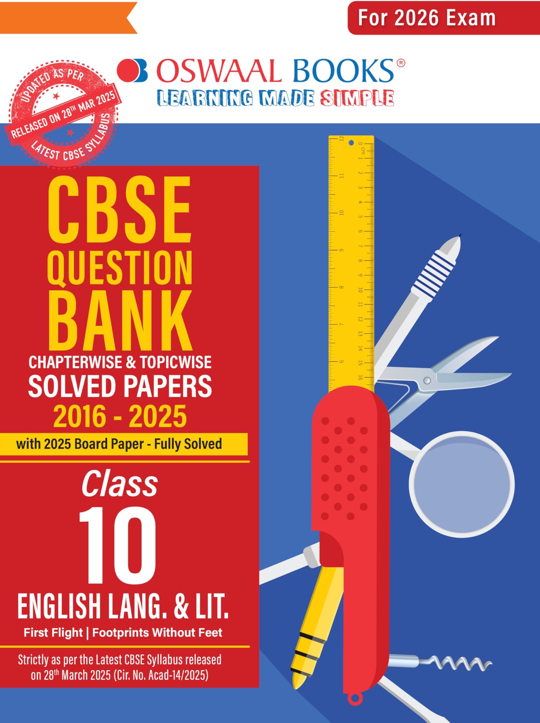 Oswaal CBSE Question Bank Chapterwise and Topicwise SOLVED PAPERS Class 10 ENGLISH LANGUAGE & LITERATURE For Exam 2026