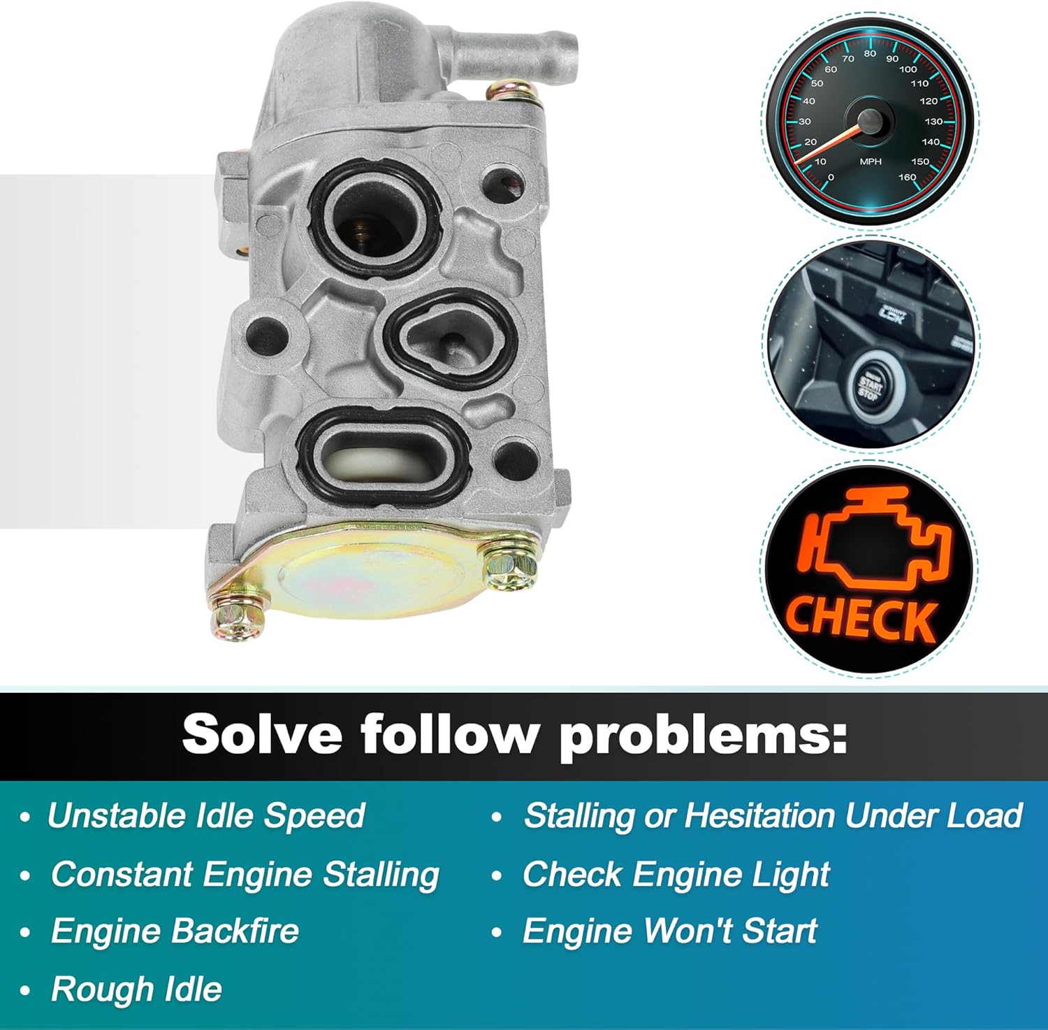 Fast Idle Air Control Valve IACV for Honda CR-V 1997-2001 2.0L Idle Air Control Valve for Honda Accord 1994-1997 2.2L Replace No.16500-P0A-A00/16500-P0A-A01