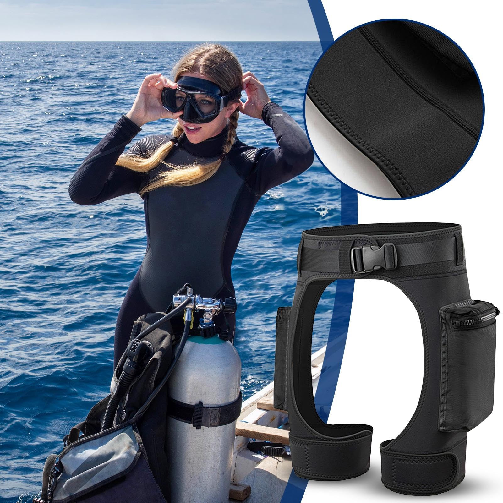 Mutacorti da Sub | Unisex Mutacorti in Neoprene | Chiusura a Sgancio Rapido Leggeri Regolabili con Tasche per Surf Sport Acquatici Snorkeling Nuoto Attività Subacquee