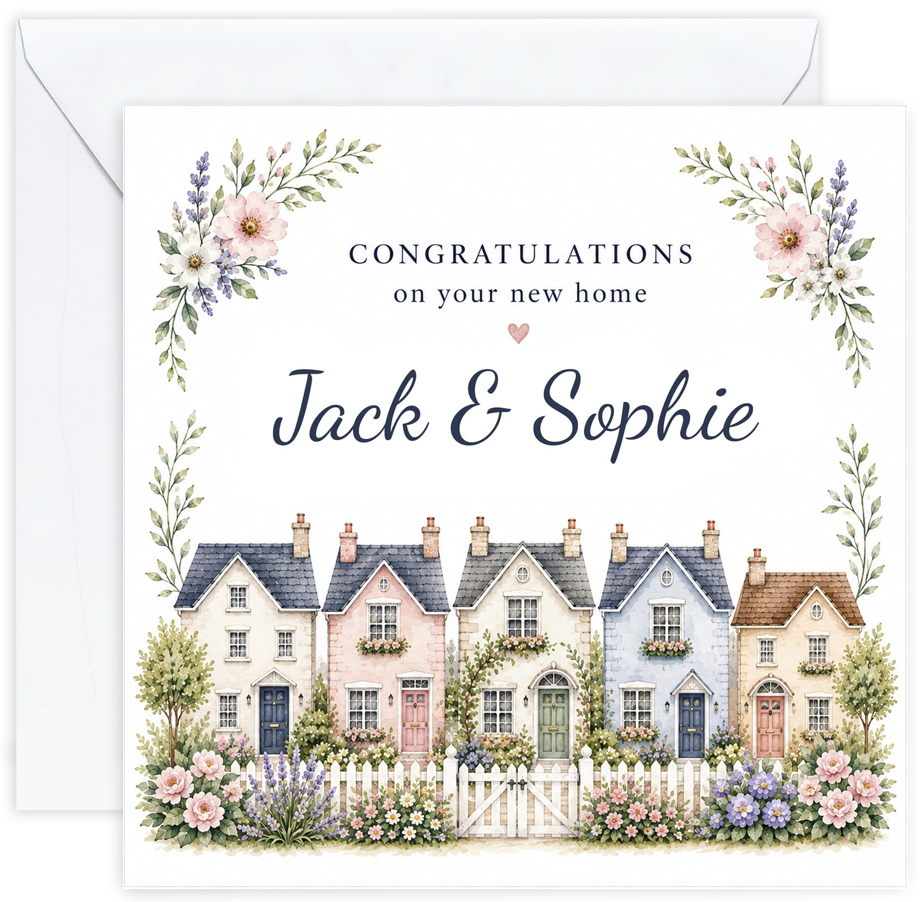 Personalised New Home Card | Welcome Home | Good Luck Moving House | Custom Housewarming Card for Couple, Friends or Family | New Homeowners | Handmade in the UK (Design 1) (Design 7)