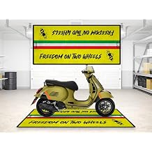wibeart Parking Mat for Italian Scooter Motorcycle Models Display and Pit Mat, Washable Non-Slip Garage and Showroom Floor Carpet Size 2 102 x 47/260 x 120 cm