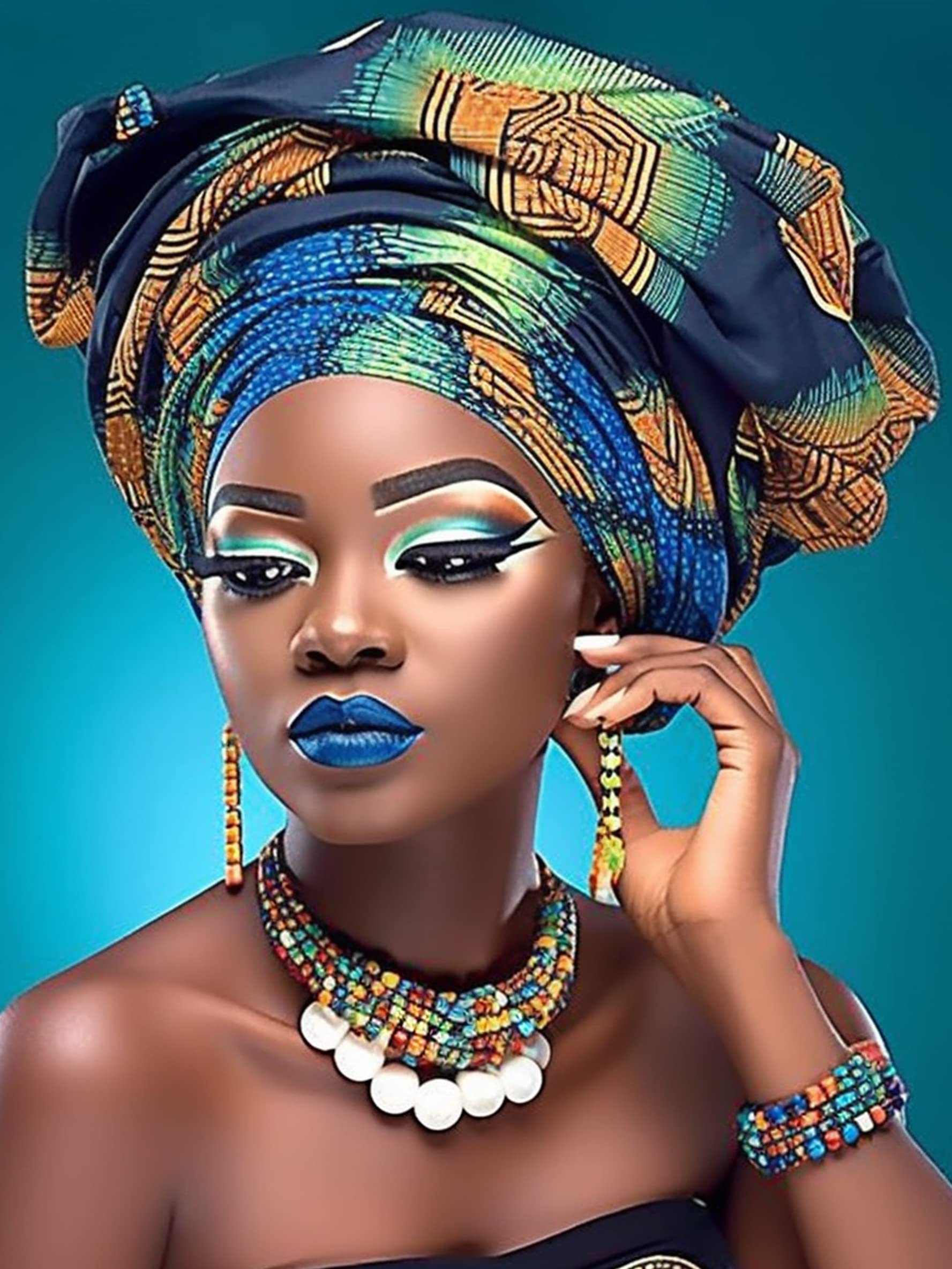 Bimkole DIY 5D Diamond Painting Kits African Customs Exotic Women, Full  Drill Rhinestone Embroidery Set by Number Kits Paint with Diamonds Cross