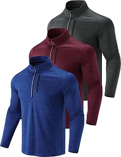 3-Pack Men’s Quarter-Zip Pullover Lightweight Long Sleeve Athletic Jackets Performance Workout Running Shirts