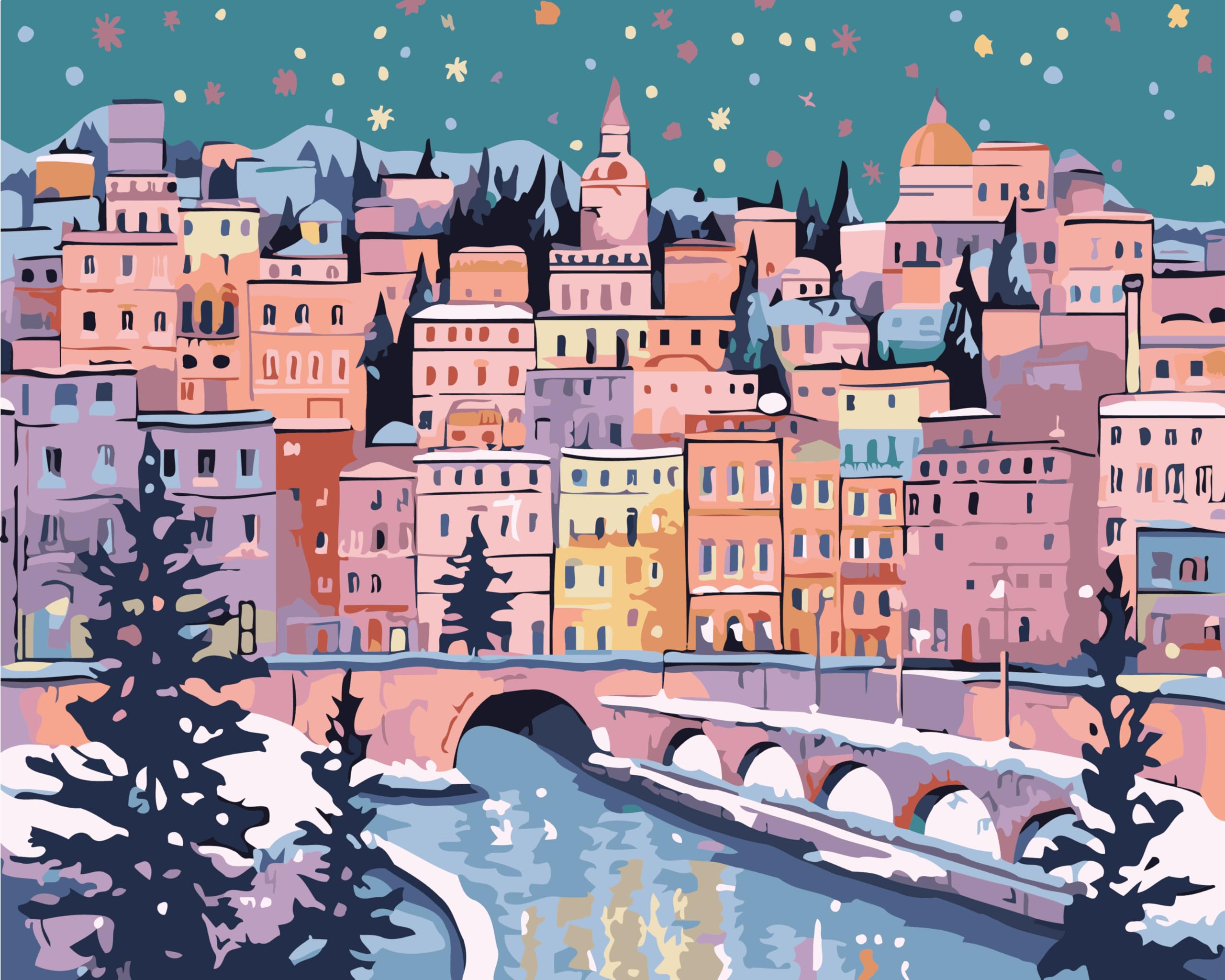 CaptainCrafts Paint by Numbers for Adults Beginner 16x20 Inch DIY Craft Art Paintings Home Wall Decor (Frameless, City Scenery) — image 1