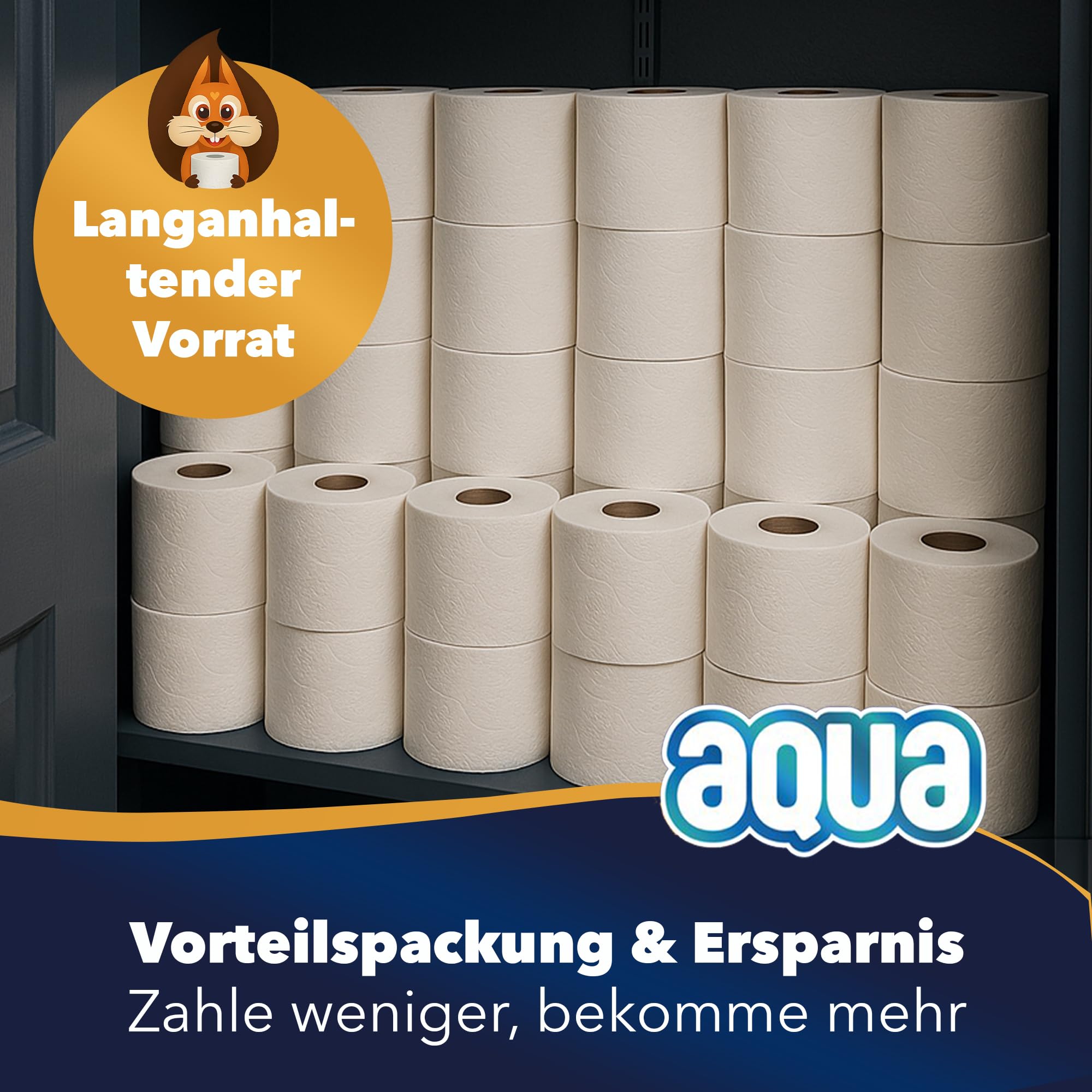 AQUA Triple Soft Toilettenpapier- 64 Rollen WC-Papier - 3-lagig