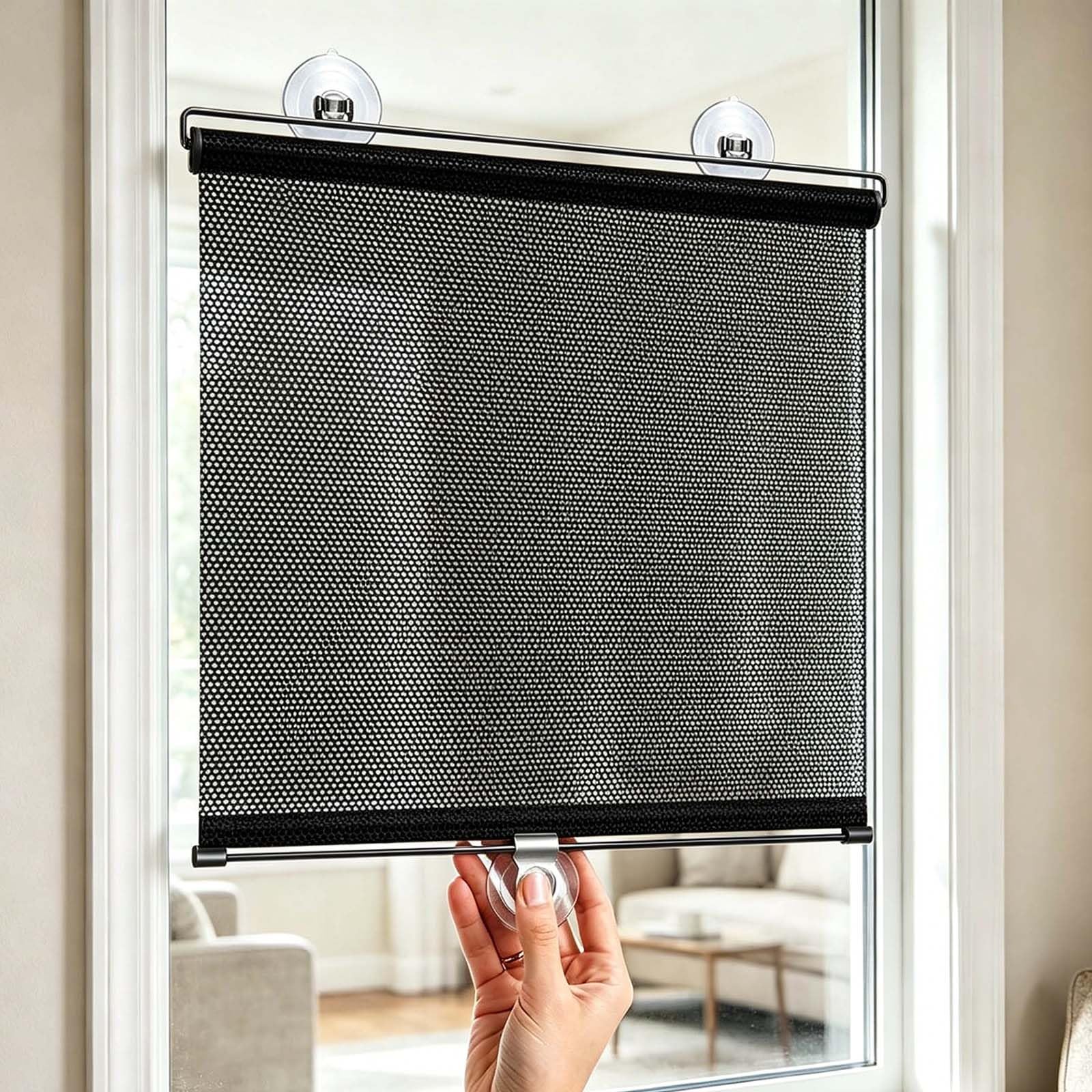 Fenster Verdunkelung 30 35 40 45 50 55 60 65 70 80cm Sonnenschutz Rollos Mit Saugnäpfen, Ohne Bohren Verdunklungsrollo, for Wohnzimmer/Büro/Auto Temporäre Jalousien(Dark Gray,W80xH200cm)