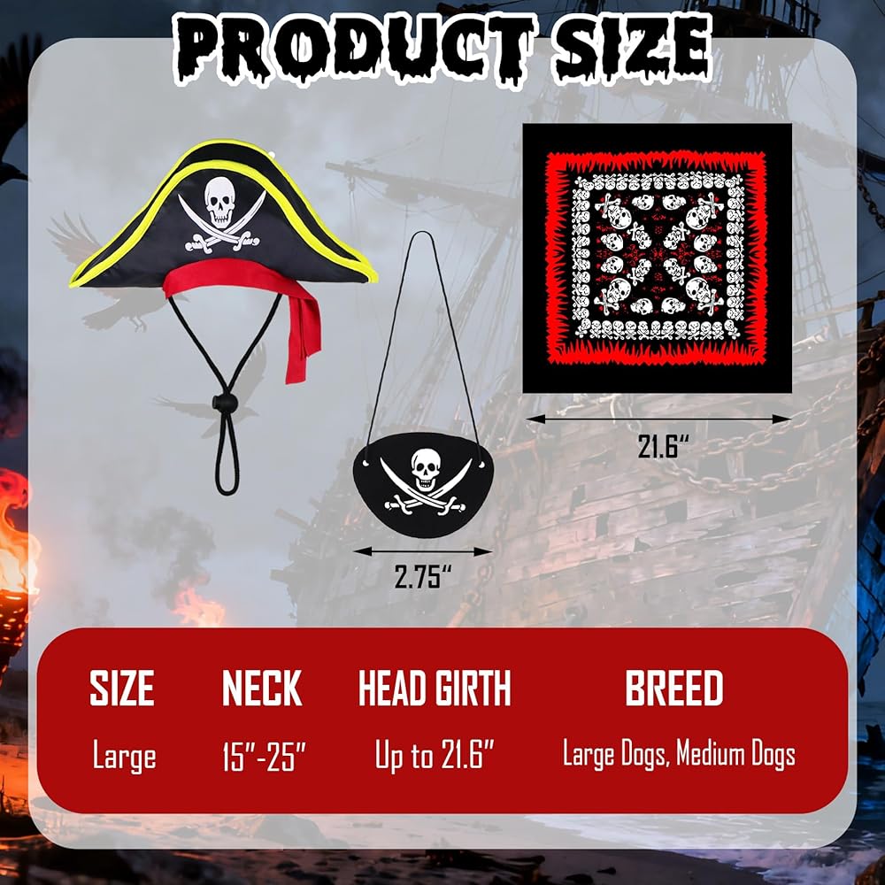 4-Piece Dog Pirate Costume for Medium & Large Dogs thumbnail 3