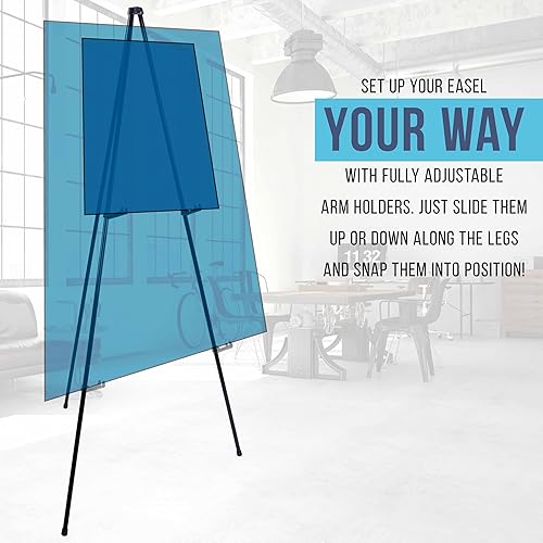Miniatura 5 de U.S. Art Supply Caballete de exhibición plegable de acero de alta resistencia de 63 pulgadas (paquete de 6 caballetes), soportes de exhibición de