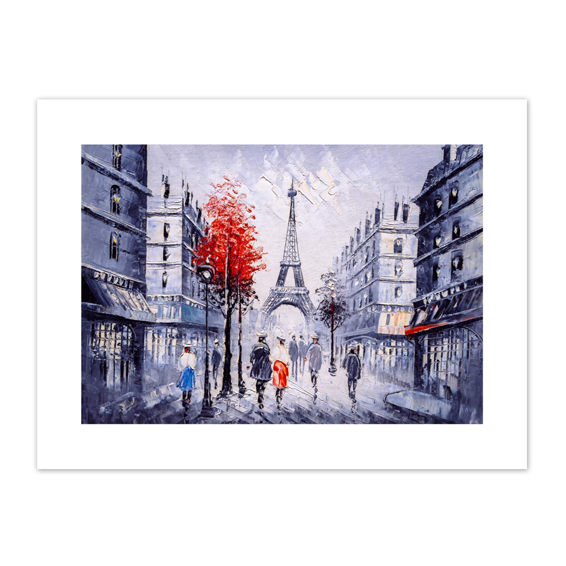 Eiffel Tower In Paris Red Tree Art Print Canvas Premium Wall Decor Poster
