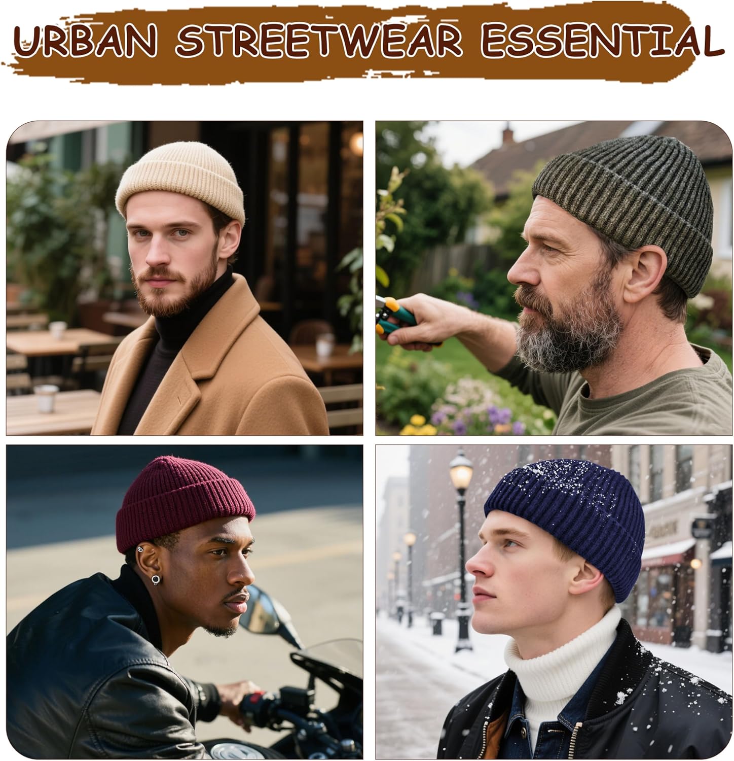 Wool Fisherman Beanies for Men Women, Short Knit Fall Winter Warm Beanie, Watch Cap, Cuffed Trawler Hats, Skull Caps - Image 5