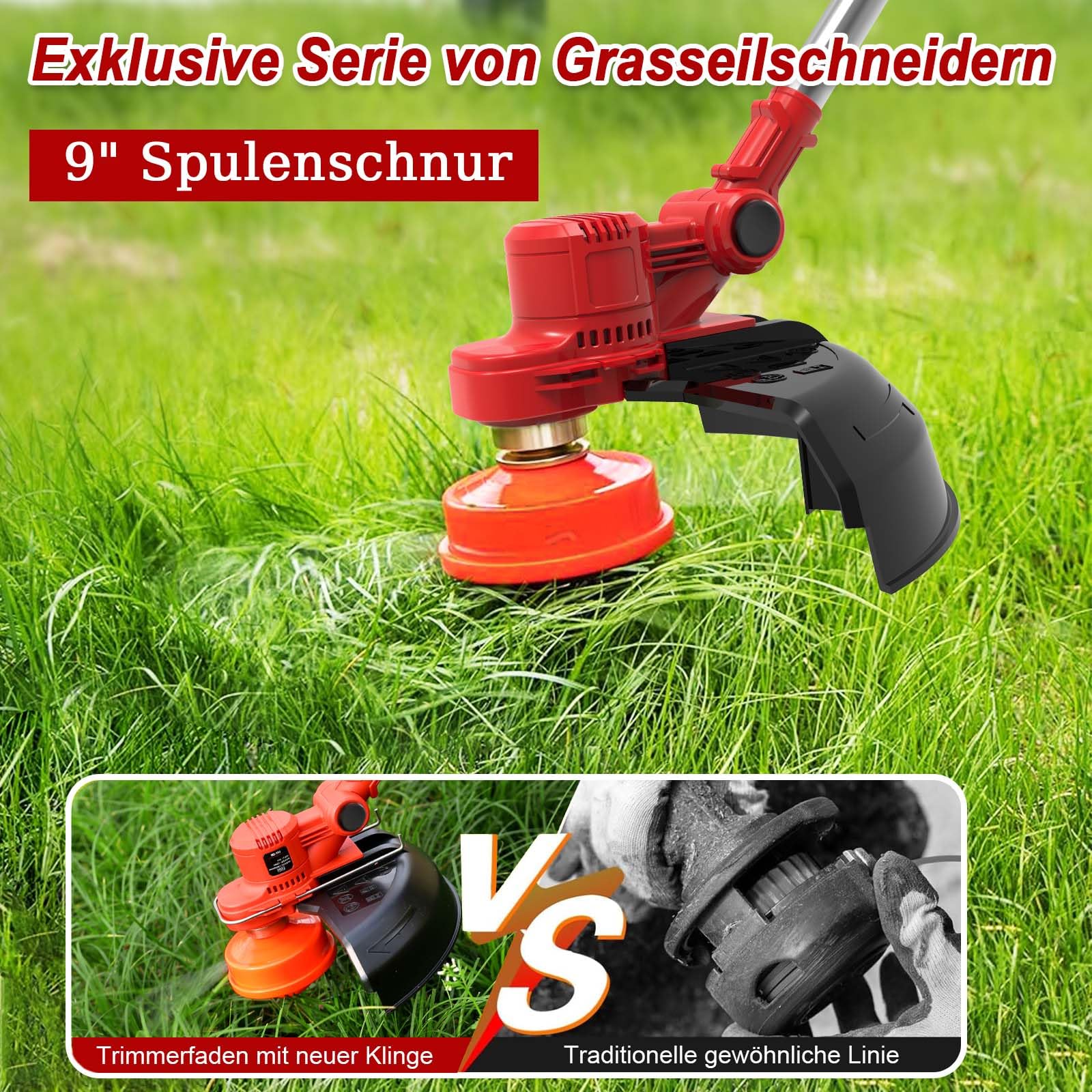 Rasentrimmer mit Akku und Unkrautbürste, 21V-4,0Ah Akku Rasentrimmer für Makita Akkus, 4 in 1 Freischneider akku, 750W Bürstenloser Motor, 1-45CM Teleskopstiel, für Garden Trimmen (rosa)
