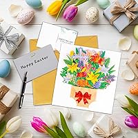Vista 5 de GREETING ART Easter Pop Up Card, 3D Colorful Lily Cross Rabbit Bouquet Design, 3D Easter Bouquet Greeting Cards, Spring Gift Cards for Kids, Boy