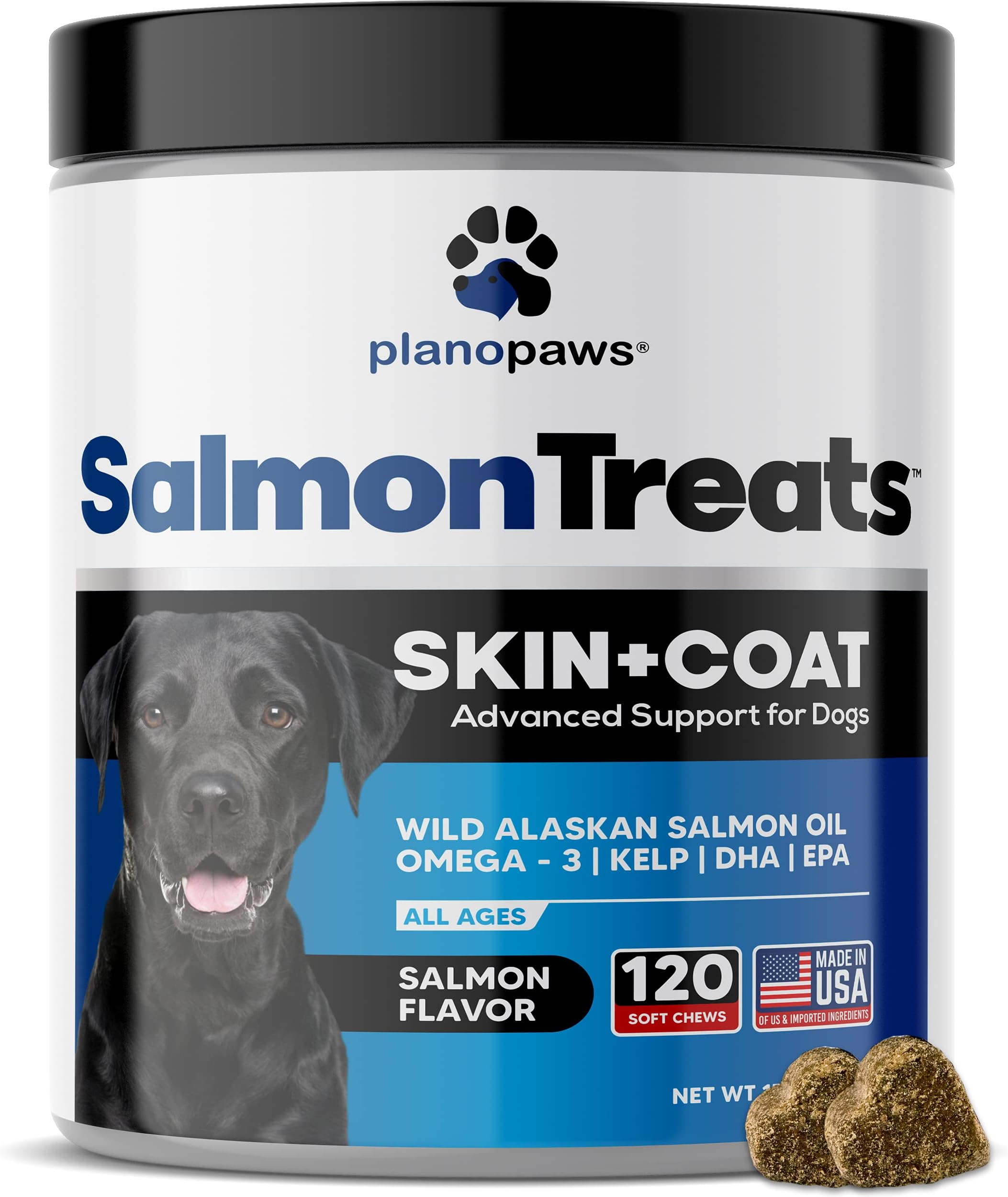 Wild Alaskan Salmon Oil for Dogs - Dog Skin and Coat Supplement - Shedding & Itch Relief for Dogs - Omega 3 Fish Oil for Dogs Chews - 120 Dog Allergy Chews - Dog Shedding Supplement - Dog Vitamins
