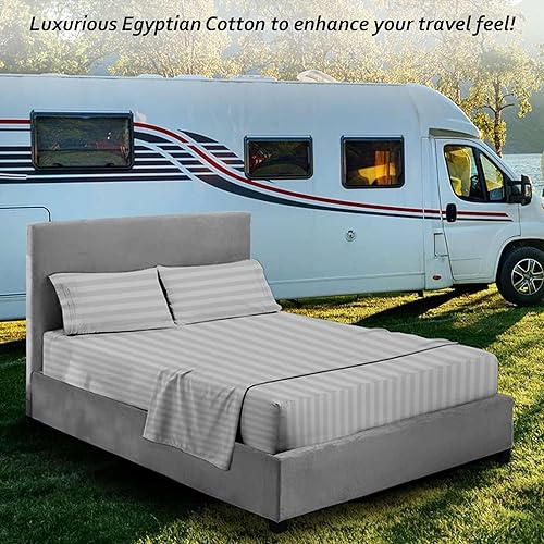 Miniatura 5 de Rajlinen Juego de sábanas tamaño matrimonial XL, sábanas de algodón egipcio de 400 hilos para juegos de sábanas de 4 piezas tamaño matrimonial XL,